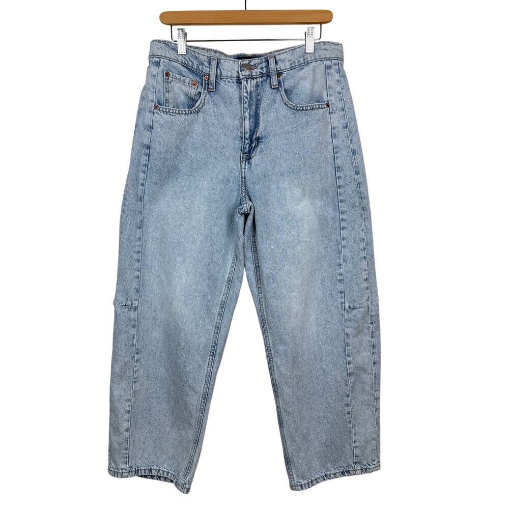 Aeropostale Barrel Jeans 100% Cotton Baggy Tapered Cropped Light Wash Size 10